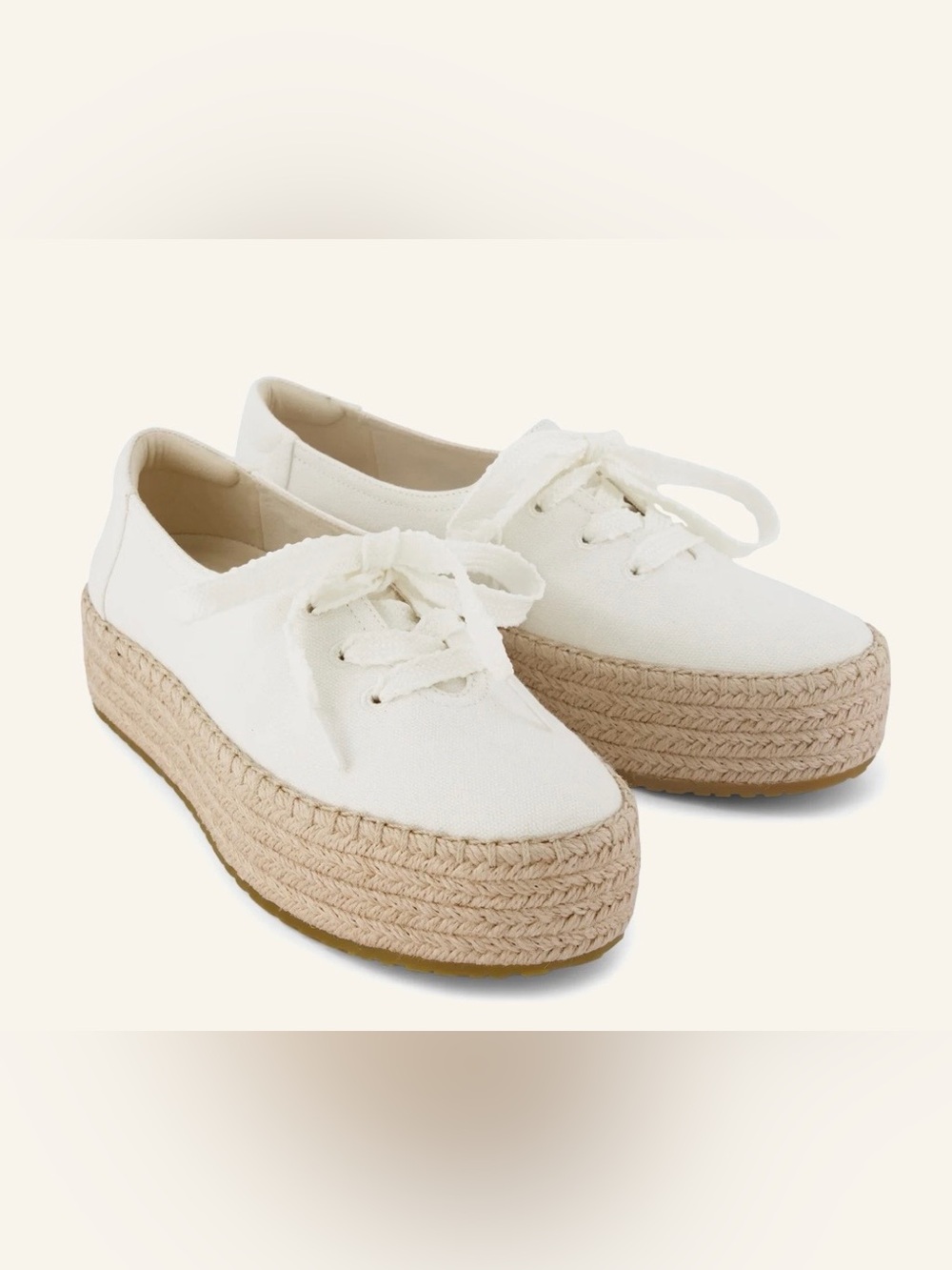 Toms Women's White Canvas Espadrille Platform Sneakers